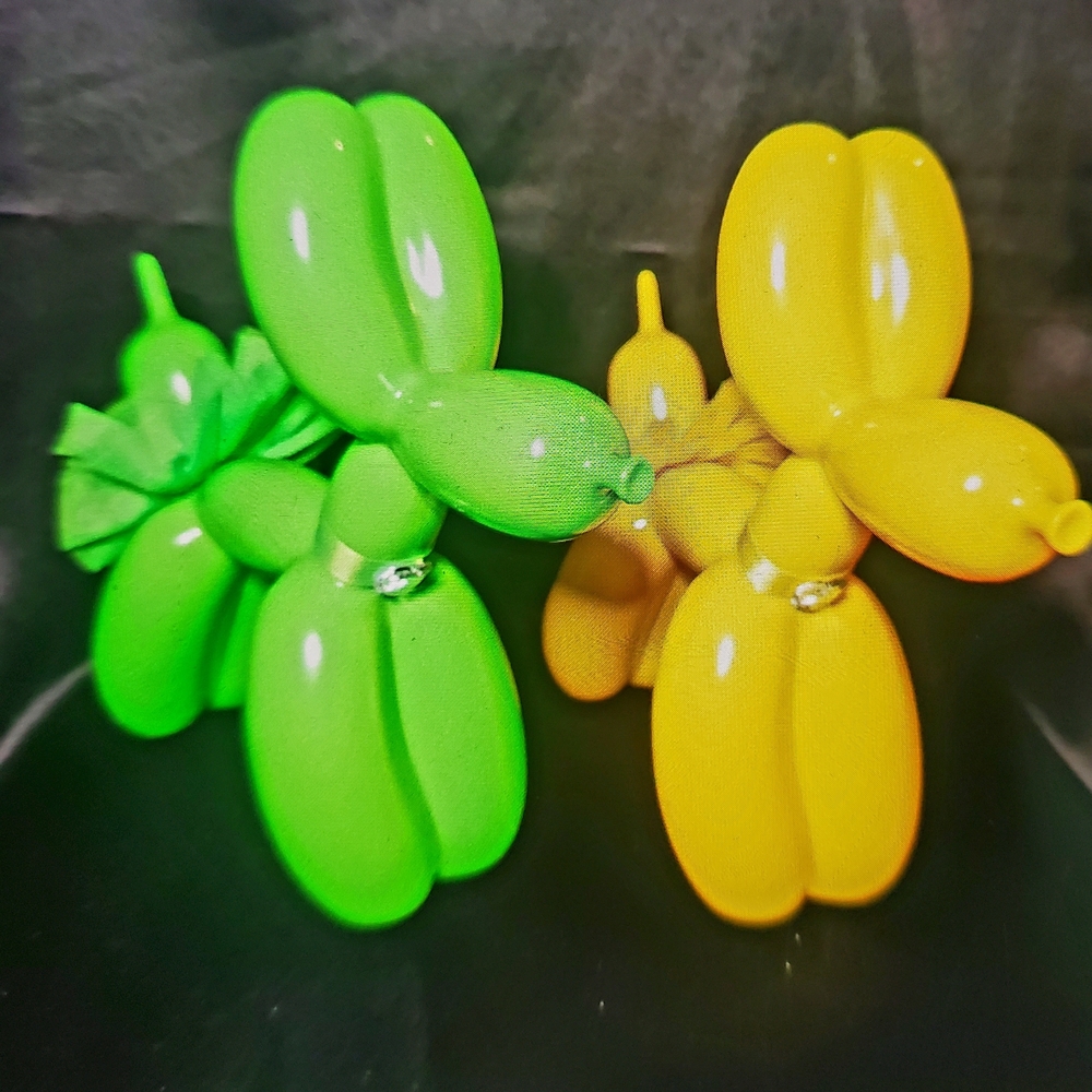 Green and Yellow Balloon Dog Sculptures - Picture 1 of 3